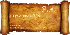 Piger Abdiás névjegykártya